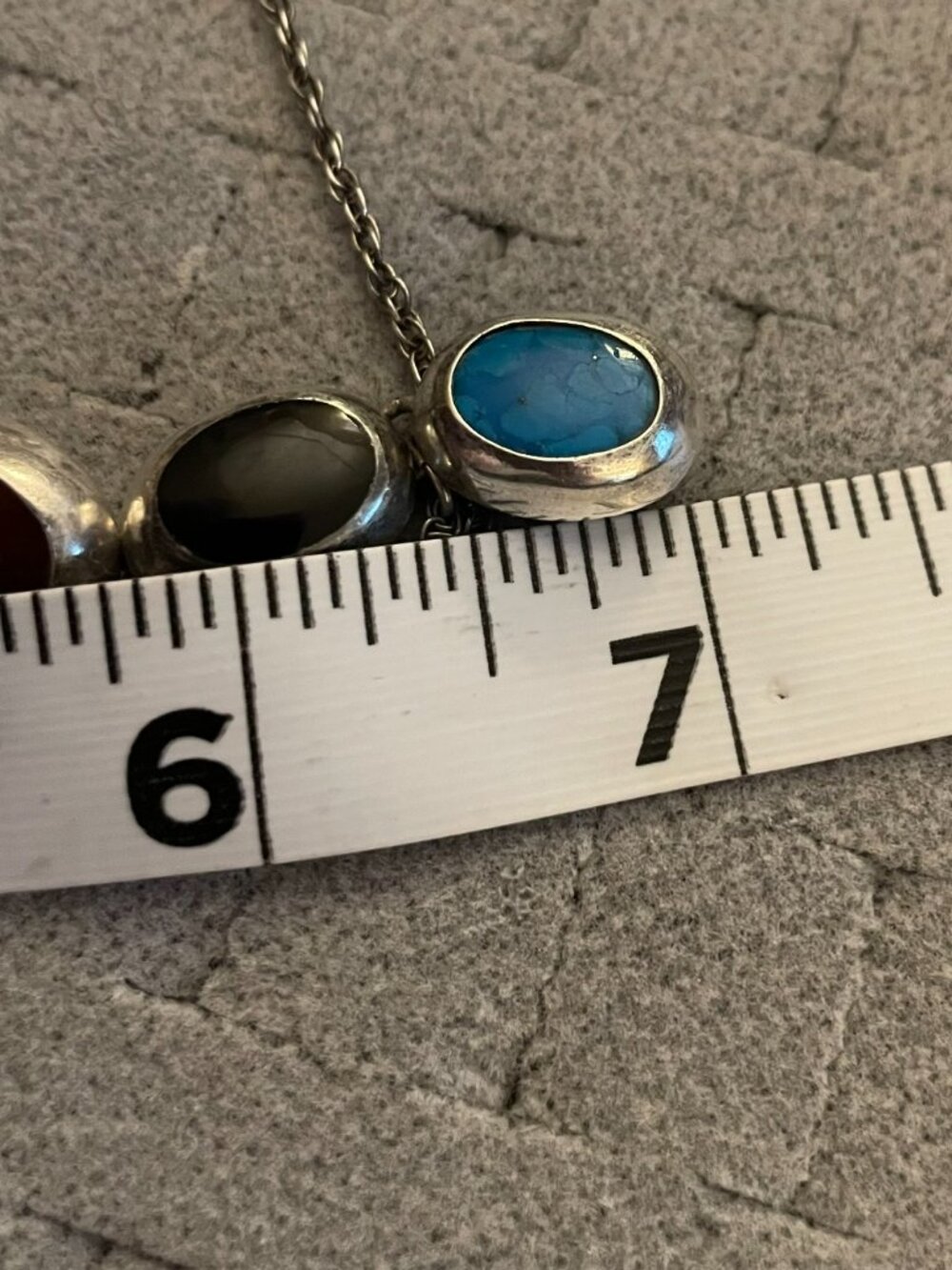 LAST Vintage TAXCO Bracelet Multi Stone 23 grams 7" 925 Mid Century Handmade - Picture 11 of 14